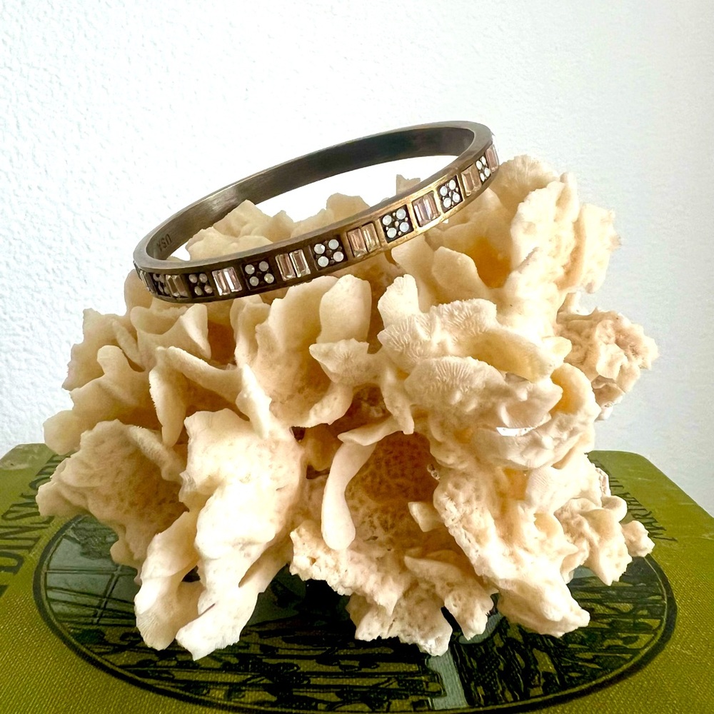 Silpada KR Brass and CZ bangle bracelet